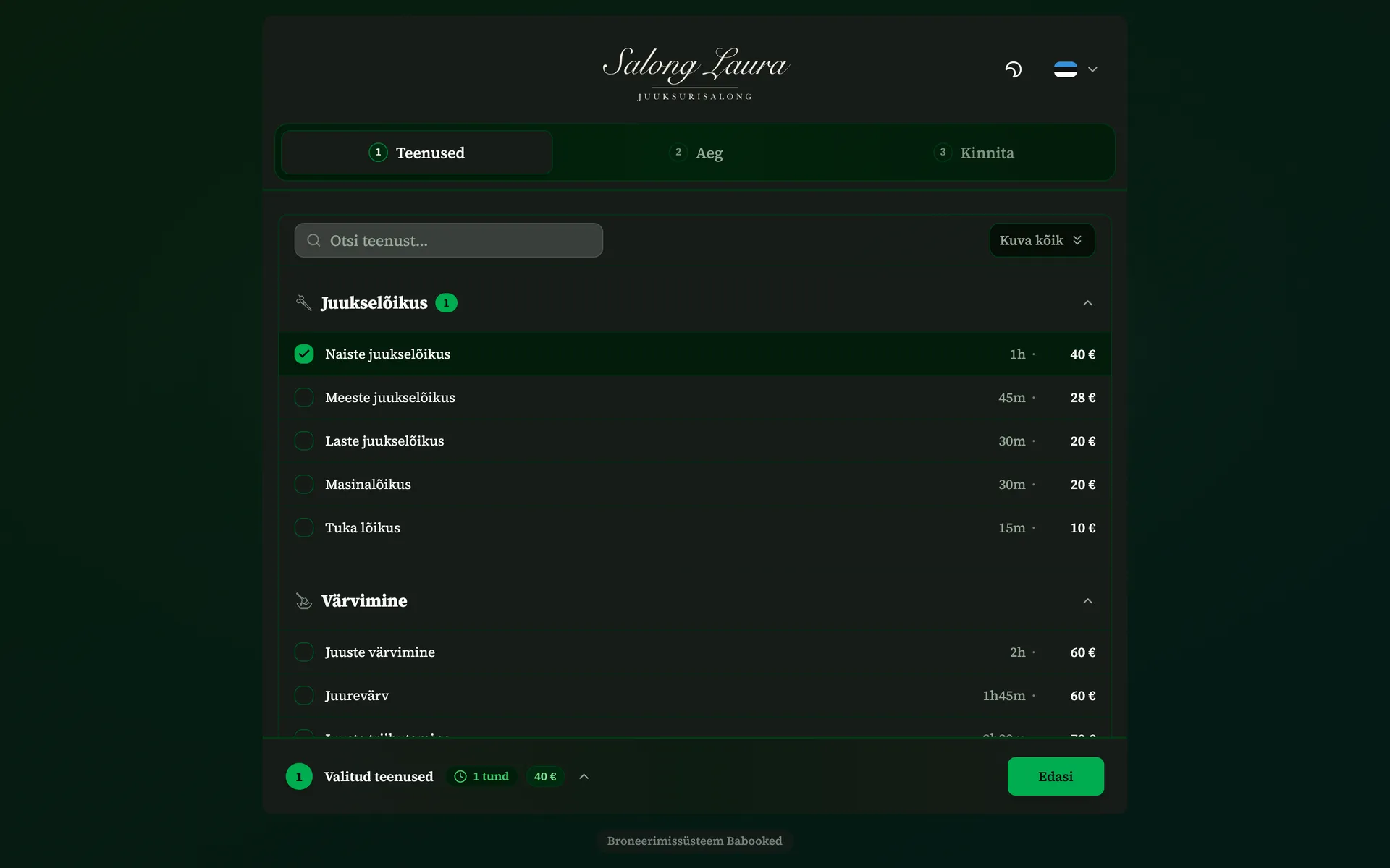 Babooked booking page in your brand colors