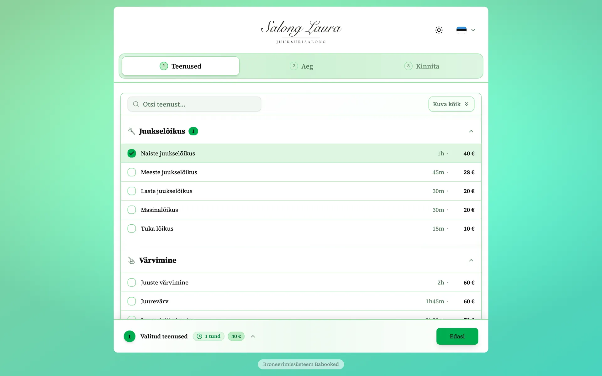 Babooked booking page in your brand colors